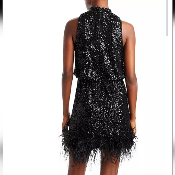 Eliza J-Sequin Feather Sheath Dress-Size 14 - Picture 3 of 17